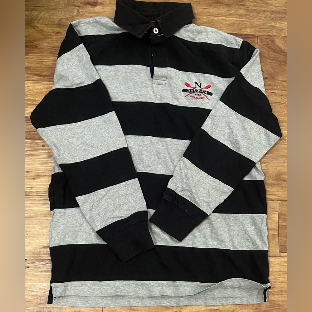 Vintage Y2K - Nautica - Striped Rugby Polo Shirt